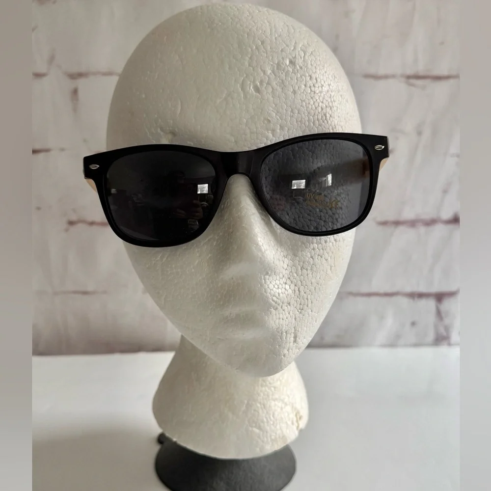 JOE’S SPECS 2 PAIR Black & Bamboo/Faux Wood Frame Sunglasses UV 400 NEW - Picture 15 of 16